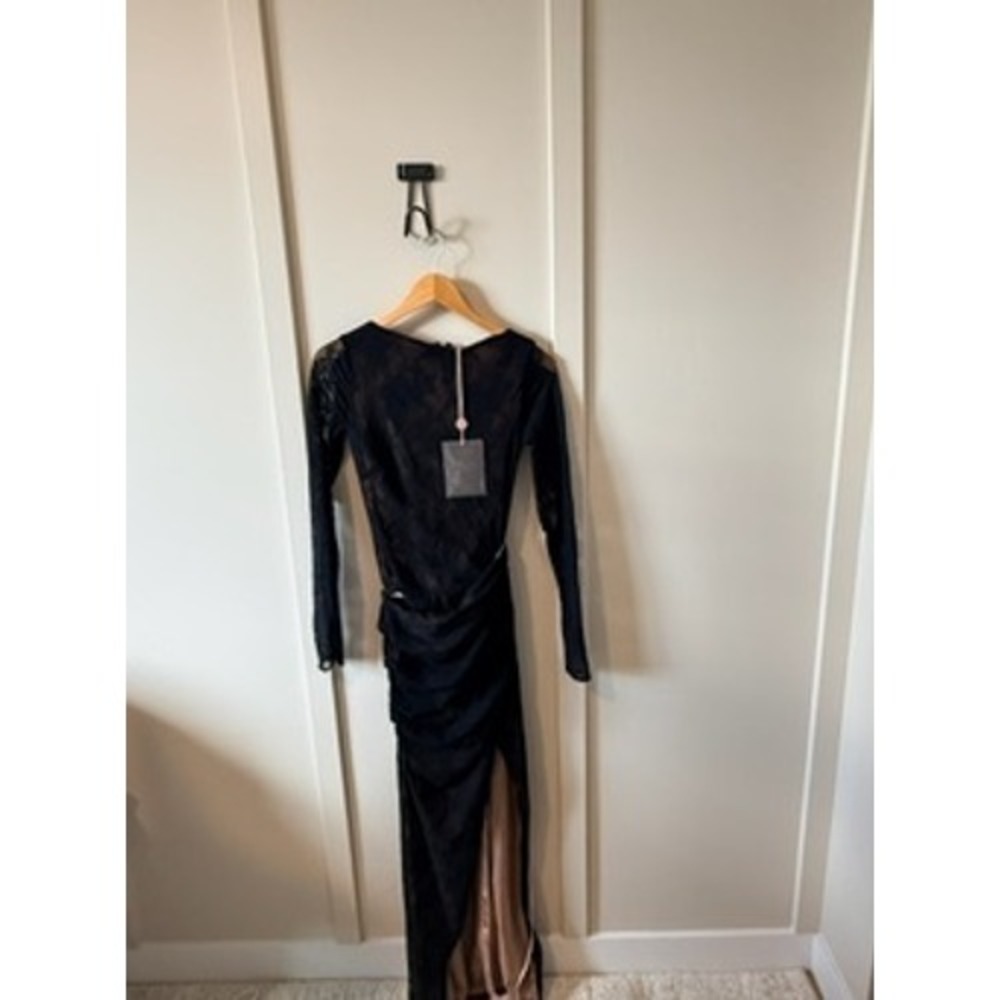 House of CB Sapphira Black Lace Long Sleeve Maxi Dress NWT Size S
